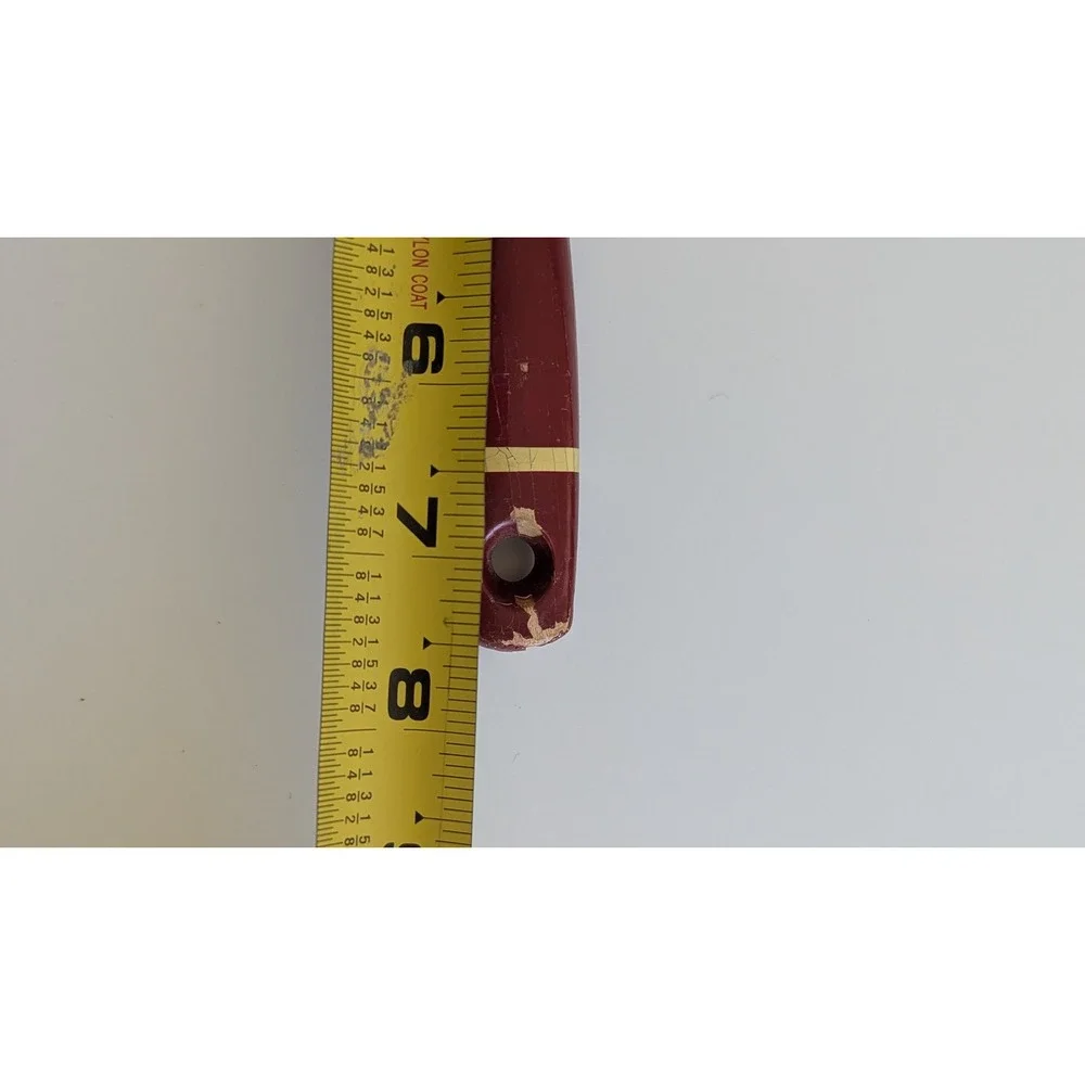 Vintage Ekco A&J USA 1/4 Cup‎ Metal Kitchen Scoop Burgundy Wood Handle 7.75 Inch